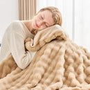NEWCOSPLAY Faux Fur Twin Blanket Brown Bubble Blanket Thick Warm Soft for Couch Sofa Bed 550GSM (Brown, Twin(60"x80")) by CozyNest Decor