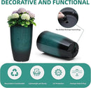 23.6" H Large Tall Outdoor Planters, Set of 2 Plastic Large Flower Pots for Outdoor Plants, with Gradient Turquoise Finish, Weather-Resistant for Porch, Garden, Patio or Indoor Use by CozyNest Decor
