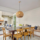 Boho Pendant Lights Kitchen Island Rattan Lights Fixture for Dining Room 15.8" Hand-Woven Chandelier Weaving Hanging Ceiling Light for Restaurant Living Room Bedroom Foyer Hallway by GreenHaven Gardens