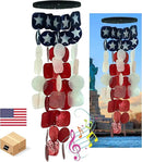 Bellaa 24834 Wind Chimes Outdoor, Garden Decorations, Musical, Indoor/Outside Windchimes, Beach, Ocean Breeze, Gifts for Mom, Gift for All Occasions, Capiz Sea Glass Shells Wood American Patriotic by CozyNest Decor