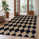 Lahome Checkered Easy Jute Outdoor Rug, 5x7 Area Rugs for Living Room Nature Large Dining Room Carpet, Farmhouse Outdoor Patio Non Slip Diamond Carpet for Home Office Bedroom Backyard Deck by CozyNest Decor