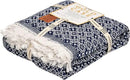 Gold Case Throw Blanket for Couch - 100% Recycled Turkish Cotton Blankets & Throws - Retro Soft Throw Blankets for Living Room Sofa - Boho Decorative Woven Throws for Couch - 60x80 - Navy Blue by CozyNest Decor