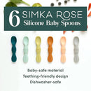 Simka Rose Silicone Baby Spoons Self Feeding (6 Pack)- First Stage Infant Spoons for Babies & Toddlers- Baby Led Weaning Shallow Spoons- Easy on Gums- 6 Months+ -Dishwasher Microwave Safe by TinyTreasures Baby Boutique