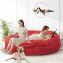 Bean Bag Chair for Adults 6FT,Soft Removable Cover for Teens/Girls Bedroom,Fluffy Giant Round Floor Beanbag Lounger Chairs (No Filler,Big Red) by CozyNest Decor