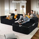 104" Cloudy Sectional L Shaped Couch for Living Room, No Assembly Required, Modular Comfy Sofa with Deep Seat, Fluffy Couch with Sleeper Chaise for Apartment Lounge (Black) by CozyNest Decor