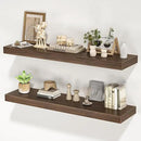 Floating Shelves for Wall, 36" W x 8" D x 1.5" H, Wooden Wall Mounted Display Shelves with Invisible Brackets for Living Room, Bedroom, Bathroom, Kitchen Decor and Storage, Set of 2, Walnut by CozyNest Decor