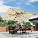 PURPLE LEAF 9' X 12' Double Top Deluxe Wood Pattern Rectangle Patio Umbrella with Base Offset Hanging Umbrella Outdoor Market Umbrella Garden Umbrella, Cream by GreenHaven Gardens