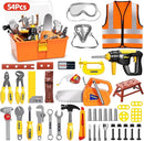 Deejoy 54Pcs Large Kids Tool Set with Electric Saw & Electronic Toy Drill, Pretend Play Kids Construction Set for Toddler 3-5 Years Old, Toddler Boy Toys-Orange by TinyTreasures Baby Boutique