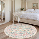 Wonnitar Washable Round Rugs 6ft, Pink Floral Circle Rug Large Round Carpet for Bedroom, Boho Soft Ultra-Thin Circular Carpets for Kids Playroom Living Room Nursery by TinyTreasures Baby Boutique