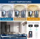Modern Crystal Chandeliers for Living Room Ceiling Light Fixture LED Dimmable Lamp with Remote Pendant Lighting Flush Mount Ceiling Light for Dining Room Bedrooms Foyer by CozyNest Decor