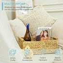 VATIMA Hyacinth Large Wicker Basket 15.5x10.8x6.2" - Rectangular, Wooden Handles, Shelf Organizer by CozyNest Decor