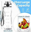 OLDLEY 25 oz Water Bottle, Motivational Water Bottle with Time Marker, Sports Water Bottle With Strap, Leakproof & BPA Free Large Water Bottles for School, Gym, Travel, Outdoor, Tritan,Transparent by CozyNest Decor
