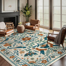 Moynesa Boho Birds Area Rug 5x7 Washable Rug, Floral Carpet for Living Room Low-Pile Soft Bedroom Rugs, Jungle Animal Beige Dining Room Rug Indoor Non-Slip Floor Carpet for Playroom by TinyTreasures Baby Boutique