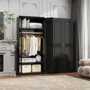 71" Metal Armoire Wardrobe Closet with 2 Doors, Tall Wardrobe Cabinet with Hanging Rod and Adjustable Shelves, Black Clothing Storage Cabinets for Bedroom, Laundry Room, Home Office by CozyNest Decor