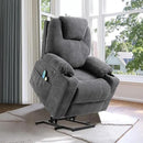 VIVIJASON Power Lift Chair Electric Recliner for Elderly Heated Vibration Massage Fabric Recliner Chair with 2 Remote Controls, Cup Holders, Side Pockets & USB Ports for Living Room (Grey) by CozyNest Decor