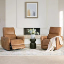 CHITA Power Recliner Chair Swivel Glider, FSC Certified Upholstered Faux Leather Living Room Nursery Reclining Sofa Chair with Lumbar Support, Cognac Brown by CozyNest Decor