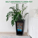 22.5" Tall Planters Set of 2, Outdoor＆Indoor Black Planter Pots, High Front Porch Planter Pots with Drainage Holes＆Water Level Monitor＆Inner Bucket, Automatic Watering, Black by CozyNest Decor
