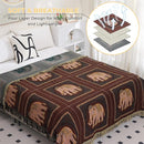 Boho Throw Blanket for Bed with Tassels,100% Cotton Ultra Soft and Cozy Large Blanket Elephant Printed Farmhouse Decor Bed Blankets,80"×90" All Season Rustic Throw for Sofa Couch Chair-Brown by CozyNest Decor