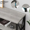 LVB Industrial Entryway Table, Farmhouse Rustic Console Table Behind Couch, Long Metal Wooden Sofa Table with Storage Shelf, Modern Foyer Hallway for Living Room Bedroom, Light Grey Oak, 63 in by CozyNest Decor