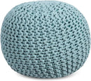BIRDROCK HOME Round Pouf Ottoman | Cotton Braided Round Foot Stool | Bedroom and Living Room Poof | Sage Green Boho Ottoman | Pouf Foot Rest by CozyNest Decor