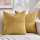 Fancy Homi 2 Packs Mustard Yellow Decorative Throw Pillow Covers 18x18 Inch for Living Room Couch Bed, Farmhouse Boho Home Decor, Soft Corss Corduroy Patchwork Textured Accent Cushion Case 45x45 cm by CozyNest Decor