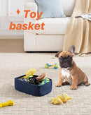 KALLAX Small Woven Basket, 12 x 8 x 4.5 Inches, Storage Basket for Organizing, Cute Small Rope Shelf Closet Cube Storage Bins Baskets for Shelves, Dog Toy Gift Baskets Empty, 3 Packs, Navy Blue by TinyTreasures Baby Boutique