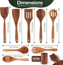Wooden Spoons for Cooking Set of 10 - Cooking Utensils with Spoon Rest & Holder – Comfortable Grip & Easy to Clean - Wooden Spoon Set for Kitchen with four Hanging Hooks by CozyNest Decor