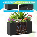 FENCY Metal Rectangular Planter Box, Large Planters for Outdoor Plants, Tall Planters for Outdoor Plants with Drainage Holes (32" L x 10" W x 16.3" H,Black) by GreenHaven Gardens