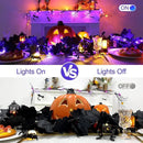 Joyhalo 2 Pack Halloween Garland with Lights, Black Maple Leaves Lighted Garland for Mantle, 5.7FT Light Up Leaf Autumn Vines Outdoor for Door Frame, Fireplace and Thanksgiving Fall Decor by CozyNest Decor