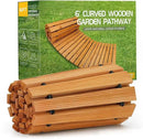 RELIANCER 6' Wooden Garden Pathway,Outdoor Roll Out Cedar Curved Walkway,Patio Path Decorative Garden Boardwalk Walkways,Weather-Resistant Roll Up Beach Wood Road Floor,Wedding Party Pathways by GreenHaven Gardens