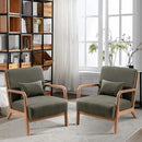 INZOY Mid-Century Modern Accent Chair Set of 2, Green Living Room Chairs with Waist Cushion, Upholstered Reading Armchair for Bedroom Sunroom by CozyNest Decor