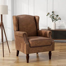 UIXE PU Leather High Back Accent Chairs Set of 2, Upholstered Armchair for Living Room, Retro Wingback Arm Chair Nailhead Trim Single Sofa Bedroom Reading Seat - Brown by CozyNest Decor
