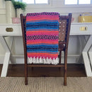 Del Mex Classic Mexican Blanket, Large Authentic Woven Falsa Throw (70"x50"), Artisan Southwest Décor for Beach, Yoga, Outdoors (Turquoise/Pink/Orange) by CozyNest Decor