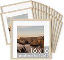 HAUS AND HUES Square Picture Frames 16 x 16 Set of 25 - Photo Gallery Wall Frame Set, Wood Frames With Mat, Beige Oak (16x16) by CozyNest Decor