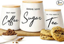 Coffee Tea and Sugar Ceramic Canister Set - 3-Piece Airtight Kitchen Canisters for Countertop - Coffee Bar Container Set by CozyNest Decor