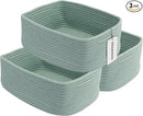 Small Woven Storage Baskets 12“X8”X5“ Decorative Rope Bins for Organizing Shelves, Closets, and Toys, Empty Gift Baskets, Cute Organizer Basket for Home and Office (green, regular) by CozyNest Decor