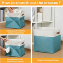 DULLEMELO Storage Bins for Organizing,Closet Storage Baskets for Gift Empty,Large Linen Canvas Storage Bins with Handles for Home Office Toys Shelves(White&Teal, 13 inch Cube) by TinyTreasures Baby Boutique