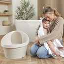ECO Toddler Bath Tub | Larger Bath Seat for Bigger Kids at Bathtime | Includes Warm and Soft Foam backrest | Grippy Anti-Slip Surface | Recycled Material with Bath Plug | Cookies & Cream by TinyTreasures Baby Boutique