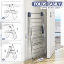 APEXCHASER Clothes Drying Rack with 4 Wings, Stainless Steel Drying Rack Clothing with Height-Adjustable, Foldable Gullwings Laundry Drying Rack, Indoor Outdoor Use, No Assembly, Blue by TinyTreasures Baby Boutique