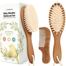 Baby Hair Brush and Comb Set for Newborn - Wooden Baby Hair Brush Set with Soft Goat Bristle, Baby Brush Set for Newborns,Baby Brush and Comb Set Girl, Boy,Toddler Cradle Cap Brush (Oval, Dark Walnut) by TinyTreasures Baby Boutique