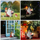 Mushroom-Picking Gnome Solar Garden Statue with 3 LED Lights, Set with 1 Gnome and 2 Small Mushroom, Lovely Garden Gnome Set for Patio, Yard, Lawn Ornament, Outdoor Decor by CozyNest Decor