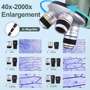 Microscope for Kids 40X-2000X with LED supplemental Light, Slides and specimens, Microscope for Kids 8-12 for School Labs and homeschooling by TinyTreasures Baby Boutique