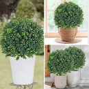 Artificial Boxwood Topiary Ball Tree 24" with Ground Spike, Set of 2 Artificial Boxwood Bushes for Faux Shrubs, Fake Evergreen Faux Plant for Indoor Outdoor Porch Garden- UV Resistant – Fade-Proof by GreenHaven Gardens