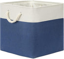 Bidtakay Storage Baskets Large Cube Storage Bins Fabric Baskets for Organizing Shelves 13x13 Navy Blue Square Storage Bins Large Set of 3 Linen Closet Organizers for Cabinet Home by TinyTreasures Baby Boutique