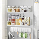 Magnetic Spice Rack,Magnetic Shelf for Fridge,Spice Organizer,Fridge Organizer,Kitchen Storage Organization with Magnetic Hooks,Owl Home Decor(White) by CozyNest Decor