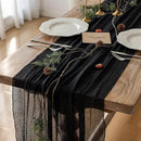 Black Table Runner Cheesecloth Gauze Rustic Premium Cotton Cheese Cloth Table Runner 120 Inch 10 FT for Wedding Bridal Baby Shower Long Sheer Boho Home Decorations by CozyNest Decor