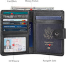 Polare Luxury RFID Blocking Leather Passport Holder Travel Wallet For Men and Women (Black with AirTag Slot(Snap Version)) by TinyTreasures Baby Boutique