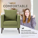 Barrel Accent Chair Set of 2 with Back Pillow, Large Upholstered Armchair with Solid Wood Legs Modern Reading Chairs for Living Room Bedroom by CozyNest Decor