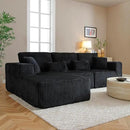 HYJT-H&K Modular Sectional Sofa Cloud Sectional Couch, 107" Comfy Fluffy L Shaped Dark Black Couches for Living Room, Deep Seat Memory Foam Plush Corduroy Boneless Couch Sectionals Left Facing Chaise by CozyNest Decor