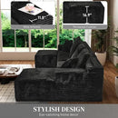Modular Sectional Sofa Cloud Sectional Couch, 135" Comfy Fluffy U Shaped Black Couches for Living Room, Deep Seat Memory Foam Plush Corduroy Boneless Couch Sectionals with Right Facing Chaise Sofa by CozyNest Decor